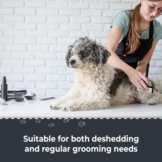 Doodle Me This | Slicker Brush for Dogs. Ergonomic black brush with extra-long stainless steel pins, easy for dematting, detangling, Groom Like a Pro at Home dog brush for shedding.