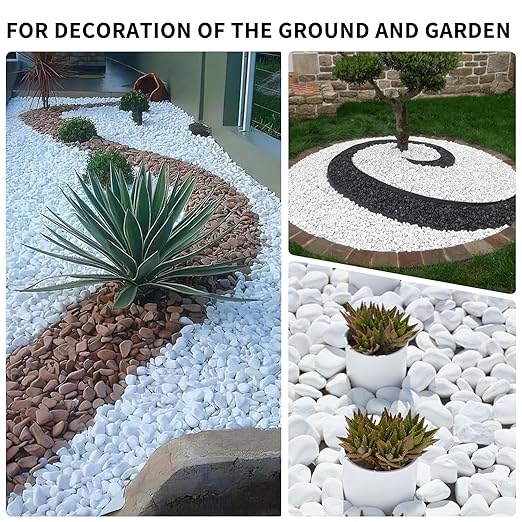 11Lbs Natural River Rocks for Plants 1''-2'' Large Landscaping Garden Stones White Aquarium Gravel for Decorative Pebbles for Indoor Outdoor Planters, Big Terrarium Rocks in Bulk, Home Decor