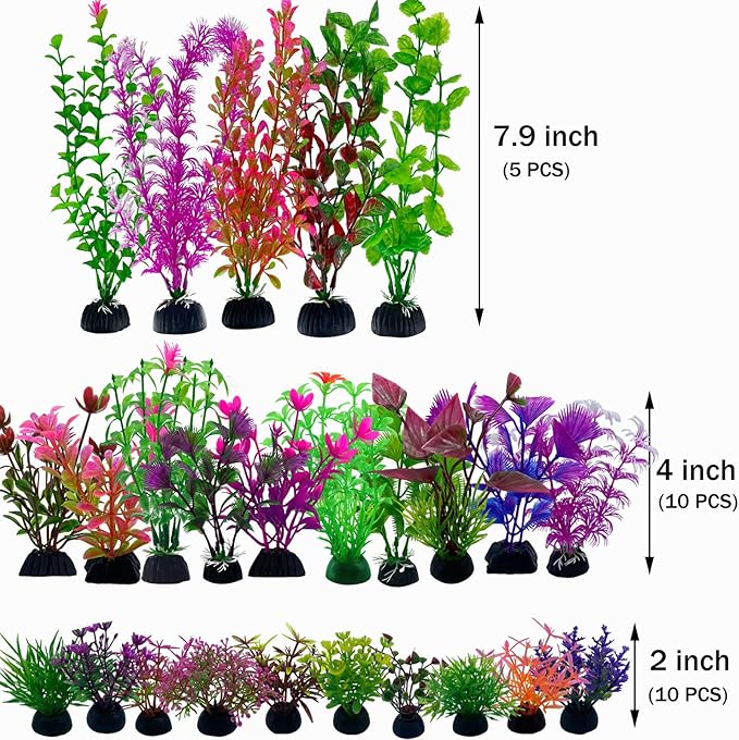 25pcs Fish Tank Accessories Aquarium Artificial Plants, Fish Tank Decorations Plants, Aquarium Decor Artificial Plants, Small to Large