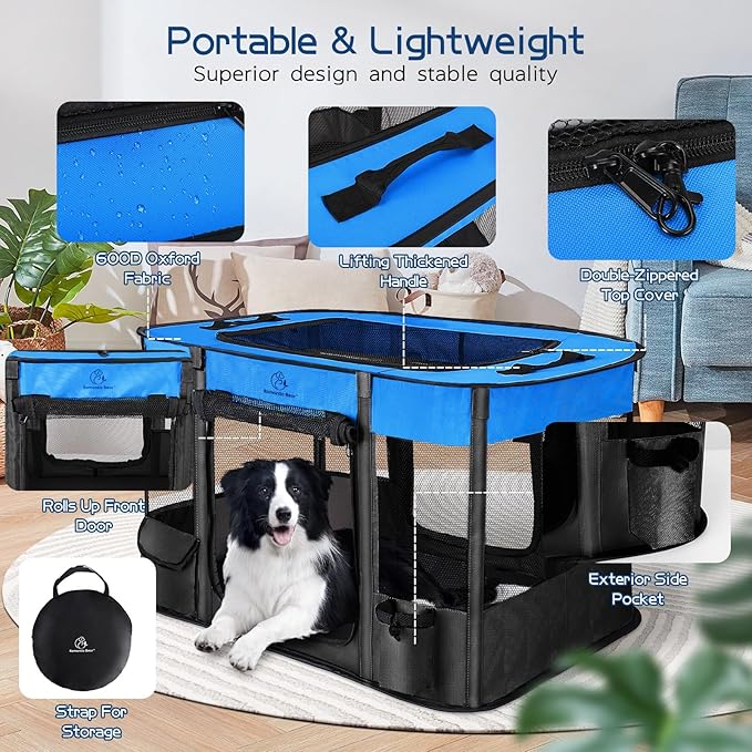 Dog Playpen,Pet Playpen,Foldable Puppy Cat Playpen, Portable Exercise Kennel Tent Crate,Water-Resistant Breathable Shade Cover,Indoor Outdoor Travel Camping Use for Small Animals with Carrying Case(M)