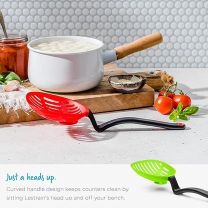 Dreamfarm Lestrain 2-in-1 Drip-Catching Sit-Up Slotted Cooking Spoon Scoop & Strainer - 11" Yellow