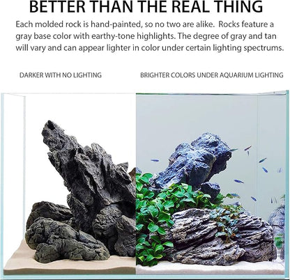 Current USA Seiryu Stone Collection 11 Piece Set | Molded Aquarium Decor Rock Artificial Resin Fish Tank Decoration up to 48" Long Aquariums 8817