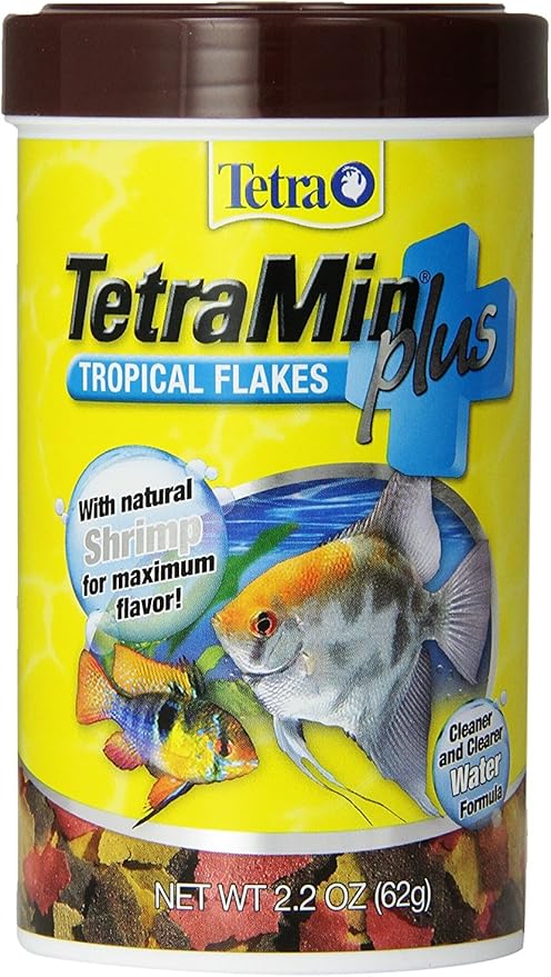 Tetra TetraMin Plus Tropical Flakes 2.2 Ounces, Nutritionally Balanced Fish Food With Added Shrimp