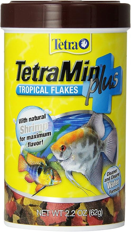Tetra TetraMin Plus Tropical Flakes 2.2 Ounces, Nutritionally Balanced Fish Food With Added Shrimp