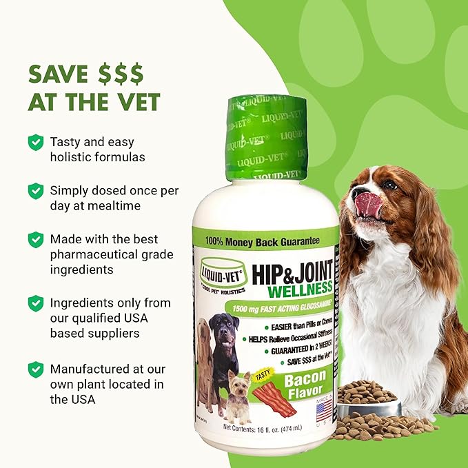 LIQUID-VET K9 Hip & Joint Formula, Bacon Flavor, 16oz