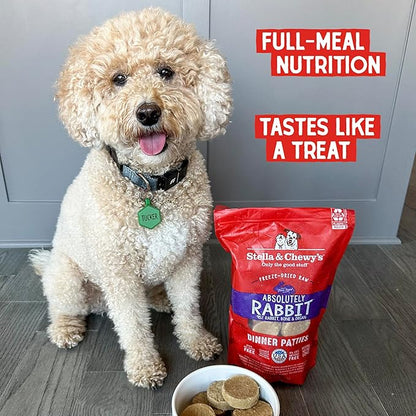 Stella & Chewy's Freeze Dried Raw Dinner Patties  Grain Free Dog Food, Protein Rich Absolutely Rabbit Recipe  25 oz Bag