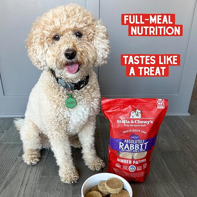 Stella & Chewy's Freeze Dried Raw Dinner Patties  Grain Free Dog Food, Protein Rich Absolutely Rabbit Recipe  5.5 oz Bag