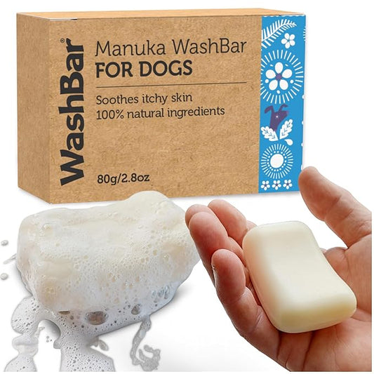 Dog Shampoo Bar Soap for Itchy Skin Relief - 2.8 oz - Concentrated Dog Soap for Sensitive Skin with Natural Manuka and Neem Oil to Ease Allergies, and Itching