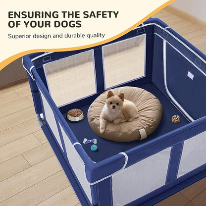 Dog Playpen Made of Thickened Stainless Pipe and 600D Oxford Cloth, 42_42 Inch Puppy Playpen, 25 Inch Height Pet Playpen for Puppy and Small Dogs, Keep Pets Secure