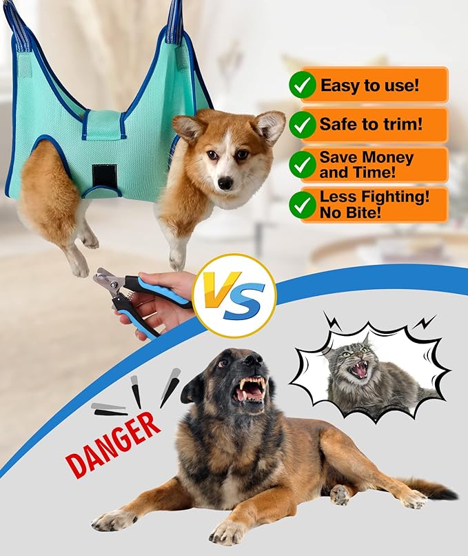 Dog Pet Grooming Hammock,S Dog Hanging Harness for Nail Clipping, Dog Trimming Cutting Hammock, Dog Sling Holder Helper for Small Dogs, Dog Grooming Restraint Bag with Wide Strap Sewed