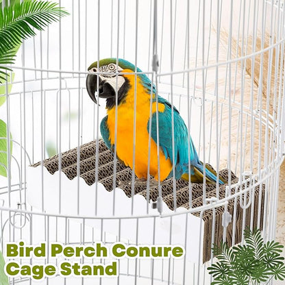 2-Piece Bird Platforms - Macaw, Small Parakeet, Conure, Budgie - Brown Cardboard Bird Perch - Paw Grinding Stand - Parrot Playground