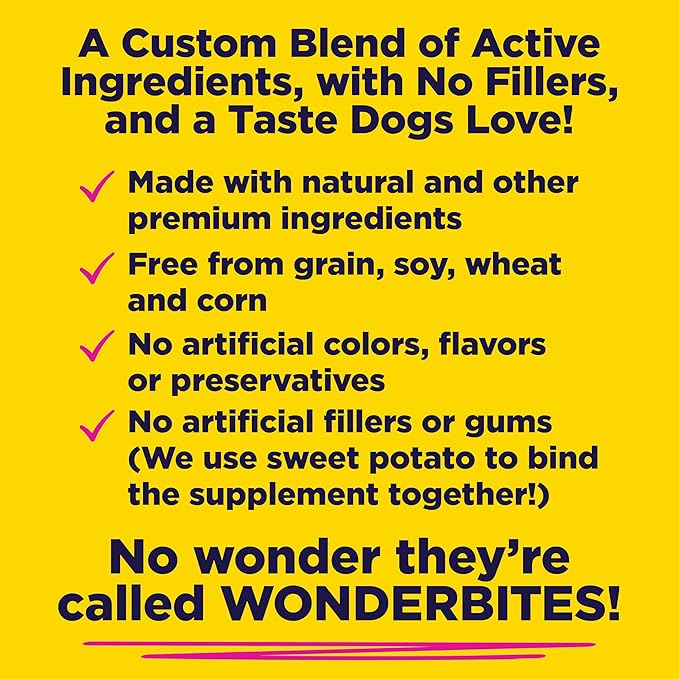 WildPaw WonderBites Hemp for HIPS, Joints, & Mobility -90 Soft Chews- Improves Mobility, Reduces Pain - Glucosamine, MSM, Hyaluronic Acid, Turmeric, & More – Joint Supplement for Dogs