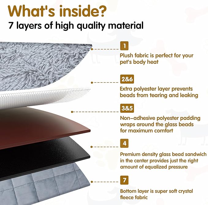 BALAPET Fluffy Weighted Blanket for Dogs, 7 Layers Soft Faux Fur Blanket for Pets Separation Anxiety,Relaxation and Calming,Perfect for Thunderstorm Firework Car Travel and Camping,Machine Washable(S)