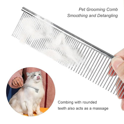 3 Pack Metal Comb For Dogs,Cat Grooming Comb,Dog Combs,Doodle Comb,Shedding Comb,For Professional Grooming Tool For Long And Short Haired Dog,Cat And Other Pets. (Large Medium Small), Metallic