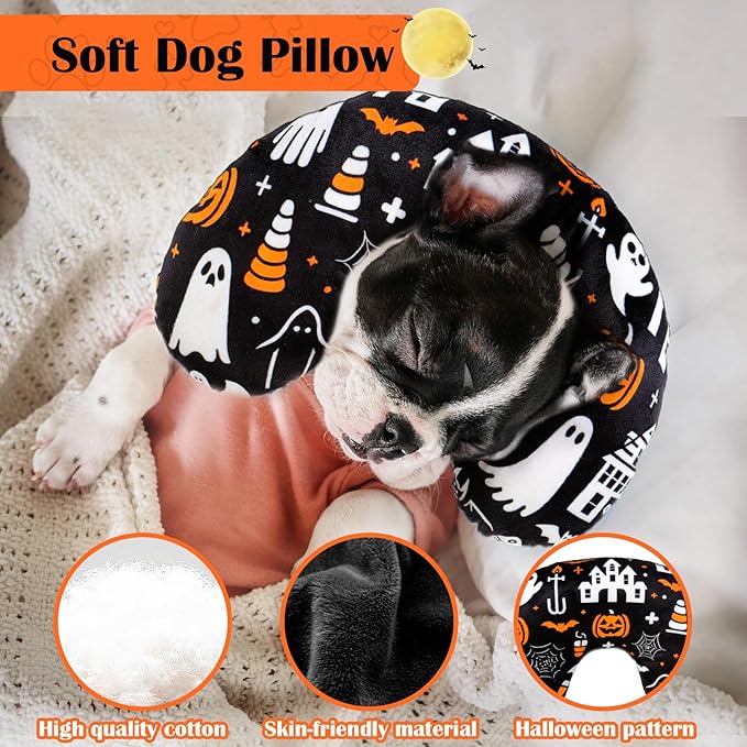 BABORUI Halloween Dog Pillow for Large Dogs, U Shaped Dog Neck Calming Pillow for Joint Relief Sleeping Improve, Machine Washable Pet Pillow for Dogs & Cats(Halloween)