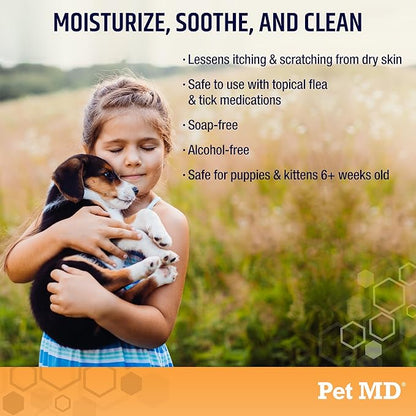 Pet MD - Oatmeal Dog Shampoo Cats and Dogs for Itch Relief and Moisturizer for Dry Skin and Coat - 16 Oz