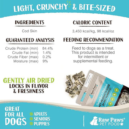 Raw Paws Cod Skin Cubes for Dogs, 5-oz  Cod Skins for Dogs - Fish Skins for Dogs - Fish Skin Chews for Dogs - Cod Skin Dog Treats - Cod Treats for Dogs - Crunchy Cod Treats for Dogs - Cod Dog Treats