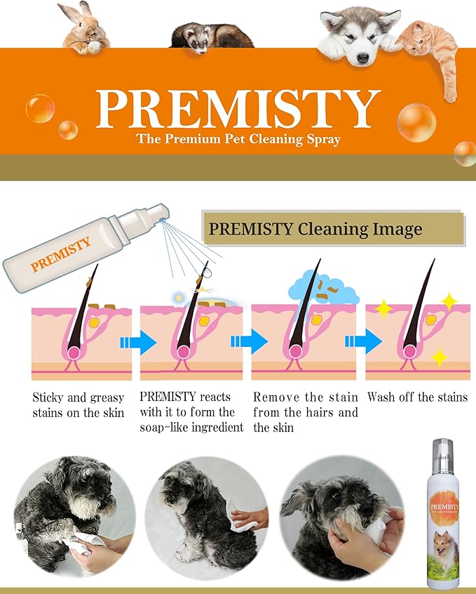 Waterless Dog Dry Shampoo Spray | Hypoallergenic, Unscented Pet Deodorizer & Grooming Mist for Smelly Dogs, and Other Furry Pets | Soap-Free Dog Cleaning Spray for Sensitive Skin | 250ml