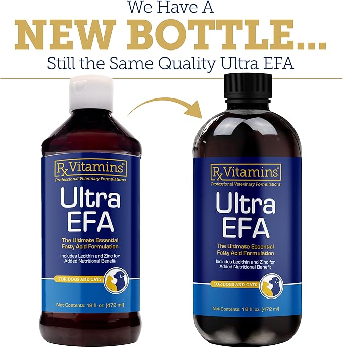 Rx Vitamins Ultra EFA Omega 3 Fish Oil for Dogs & Cats - Promotes Heart, Brain, and Joint Health with Vitamin E, Biotin, and Zinc - Liquid Fish Oil for Itch Relief & Dog Shedding - 16 oz