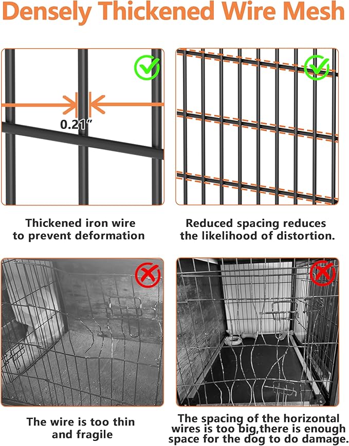 Piskyet Dog Crate Furniture with Cushion,Heavy-Duty Reinforced Metal Mesh,27" Wooden Dog Crate End Table with Double Doors,Indoor Dog Kennel,Dog Cage Side Table for Small Breed,Grey