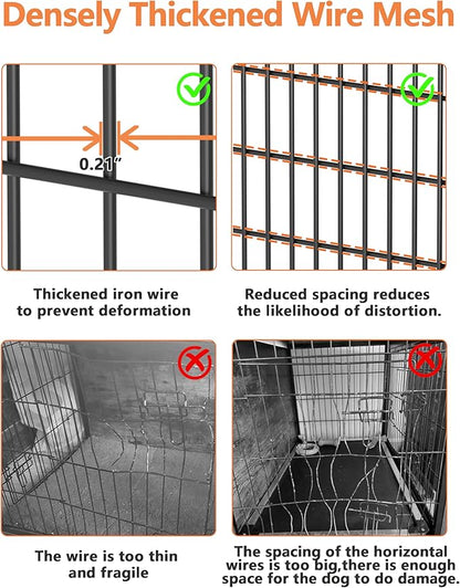 Piskyet Dog Crate Furniture with Cushion,Heavy-Duty Reinforced Metal Mesh,32" Wooden Dog Crate End Table with Double Doors,Indoor Dog Kennel,Dog Cage Side Table for Medium Breed,Grey
