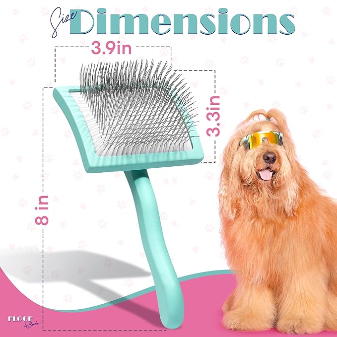 Dog Grooming Slicker Wire Brush: Designed for Long Haired Dog Breeds - Dematting and Deshedding, Comfortable and Easy to Use, Ergonomic Handle - Large