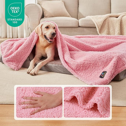 Luciphia Waterproof Pet Blanket for Medium Large Dogs Soft Cat Sherpa Calming Thick Cover Leakproof Cozy Puppy Sofa Bed Car Couch Protector(Pink,80x63 inches)