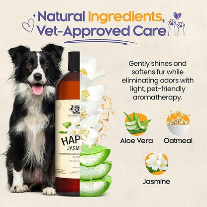 Dog Shampoo and Conditioner Happy Jasmine 16 Fl Oz - Dog Shampoo Itchy Skin Relief, Aromatherapy Natural Dog Shampoo for Smelly Dogs with Aloe Vera & Oatmeal Shampoo for Dogs by Gerrard Larriett