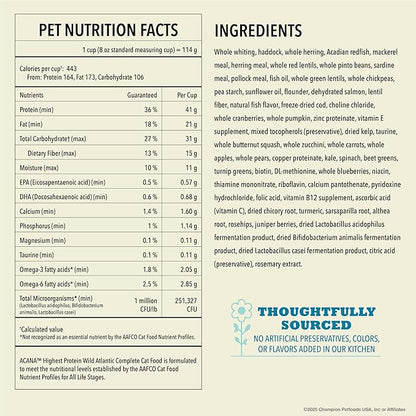 ACANA Grain-free Dry Cat Food Wild Atlantic Saltwater Fish with Freeze-Dried Liver 10lb Bag