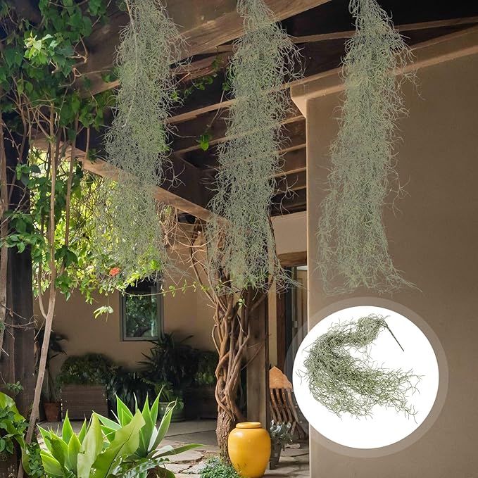 36 Inch Hanging Moss Decor - 1 Pcs Fake Moss - Artificial Plastic Spanish Dried Hanging Vine for Potted Plants Crafts Green Vines