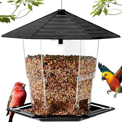 Bird Feeders for Outdoors Hanging Bird Feeder Wild Birds Seed, Black