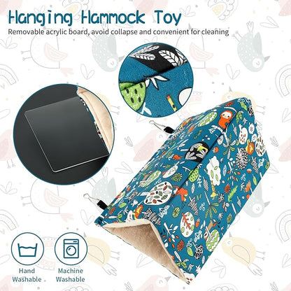 Rypet Winter Warm Bird Nest House - Hanging Hammock Velvet Shed Hut Cage Plush Fluffy Birds Hideaway Sleeping Bed Fuzzy for Parrot Parakeet Cockatiels Budgies Lovebird Mediumï¼_lueï¼