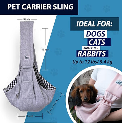 Pet Carrier for Small Dogs & Cats, Sling Carrier with Safety Buckle, Buttons and Front Pocket, Soft, Durable Design, Dog Carriers for Small Dogs 0-12 lbs, Dog Pouch Carrier (Light Pink)