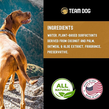 TEAM DOG 5 in 1 Oatmeal Shampoo for Dogs | Moisturizing, Detangling & Deodorizing Dog Shampoo and Conditioner | for Allergies & Sensitive Skin | No MEA/DEA, Phosphate, Sulfates, Parabens | 16 Fl Oz