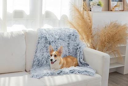 PJYuCien Fluffy Fleece Calming Pet Throw Blanket, Super Soft and Warm for Indoor Cats and Dogs, Large 30 * 40", Machine Washable, Grey Puppy Blanket
