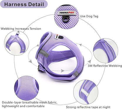Dog Harness,Step in no Pull Dog Harness Adjustable Reflective Padded Mesh Fabric Dog Vest for Extra-Small/Small Medium Dogs and Cats,Purple,XS