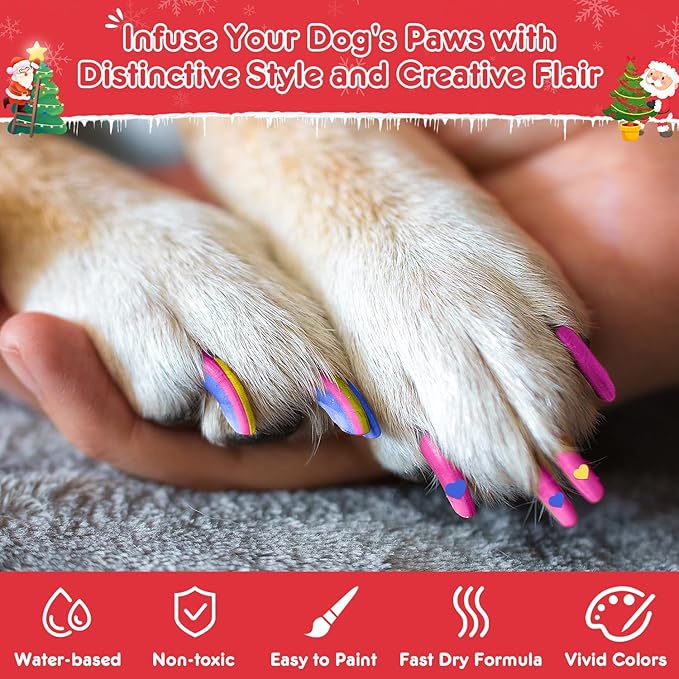 MSDADA 12-Color Quick-Dry Dog Nail Polish Kit Safe Polish Pens for Puppy Nail Art & Paw Care Easy-Apply, Odorless Formula for Dogs & Cats, for Pet Lovers