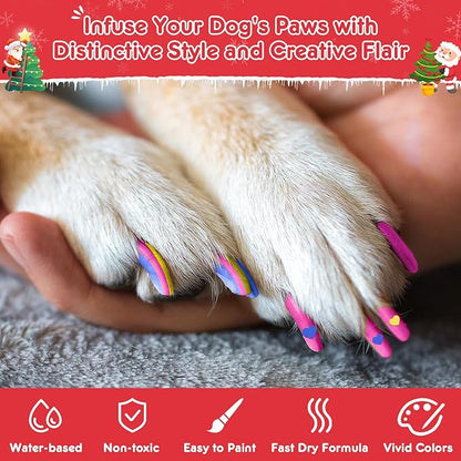 MSDADA 12-Color Quick-Dry Dog Nail Polish Kit Safe Polish Pens for Puppy Nail Art & Paw Care Easy-Apply, Odorless Formula for Dogs & Cats, for Pet Lovers