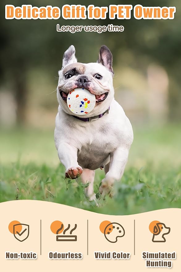 Upgrade Dog Balls for Aggressive Chewers, Indestructible Dog Tennis Balls, Durable Bouncy Dog Toy Balls, Dog Balls for Teething, Interactive Dog Toys for Fetch Game (4 White)