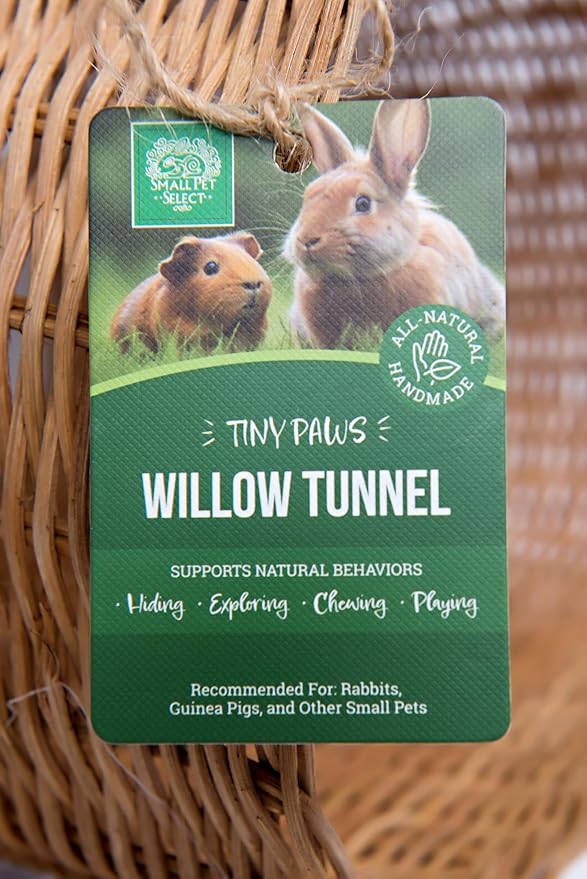 Small Pet Select - Jumbo - Tiny Paws Hand-Made Willow Tunnel for Rabbits, Guinea Pigs, Cats and Other Small Animals