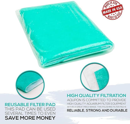 Aquarium Polishing Filter Pad 100 Micron Filters Media Pads - Cut to Fit 24" by 36" - for Fish Tanks, Aquaculture, Hydroponics - USA Manufacturer (3 Pack)