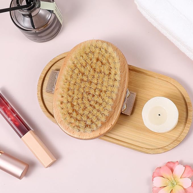 Natural Soft Boar Bristle Pet Brush Palm Sleek Dog Cat Brush for Short Haired Pets Gentle Elastic Band Non Slip Grip Handle for Daily Grooming Shower Bath Massage Shedding Detangling