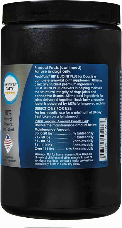 KALA HEALTH PeakTails Arthrix Plus, 150 Count Tablets, Provides Hip & Joint Support for Dogs, Formulated with Clinically Studied Ingredients, MSM, Glucosamine, Chondroitin
