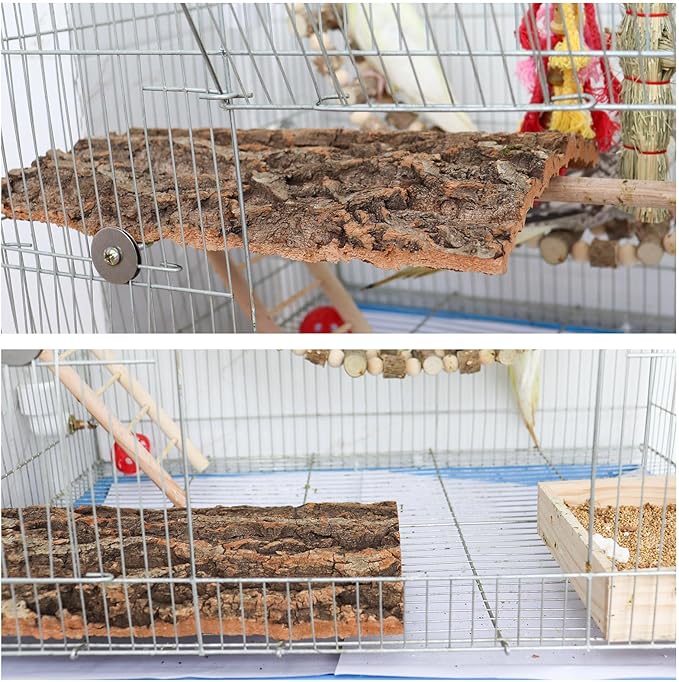4 Pack Cork Bark Perch for Bird, 11.8 _ 7.9 inch Natural Parrot Chewing Toys, Birdcage Background Decor Accessories, Bark Toy for Budgie Parakeet Cockatiel Lovebirds Conures Hamster Guinea Pig Rat
