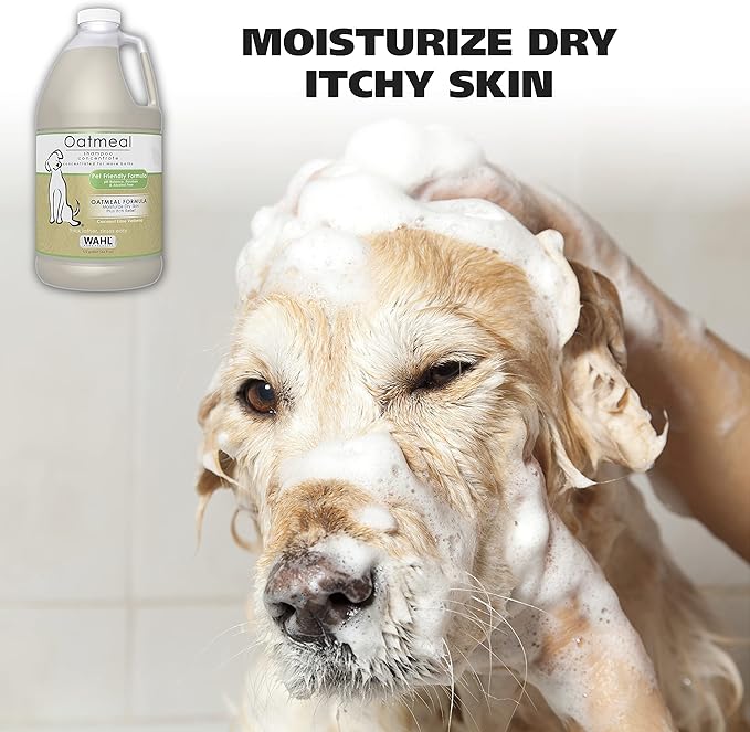 Wahl USA Dry Skin & Itch Relief Pet Shampoo for Dogs – Oatmeal Formula with Coconut Lime Verbena - 64 Oz - Model 821004-050
