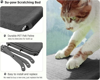 Cat Window Perch for Large Cats,Foldable Hammock with 4 Heavy Duty Suction Cups,Solid Metal Frame,Scratchable Felt Feline Bed for Sunbathing,Napping & Overlooking(Grey)