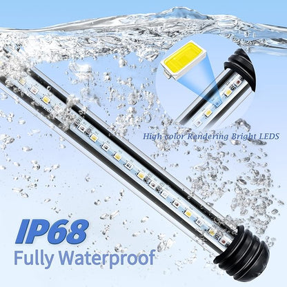 Submersible Led Aquarium Light for Plants Full Spectrum Fish Tank Light with Timer Auto On/Off,Adjustable Brightness,White Green Blue Red Aquarium Lights Bar,24.8inch (with Timer&dimmer)