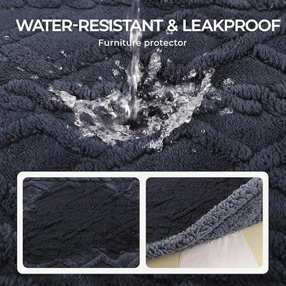 Waterproof Pet Blanket, Liquid Pee Proof Dog Blankets for Sofa Bed Couch, Reversible Sherpa Fleece Furniture Protector Cover for Small Medium Large Dogs Cats,Dark Grey Largeï¼65" x 57"ï¼