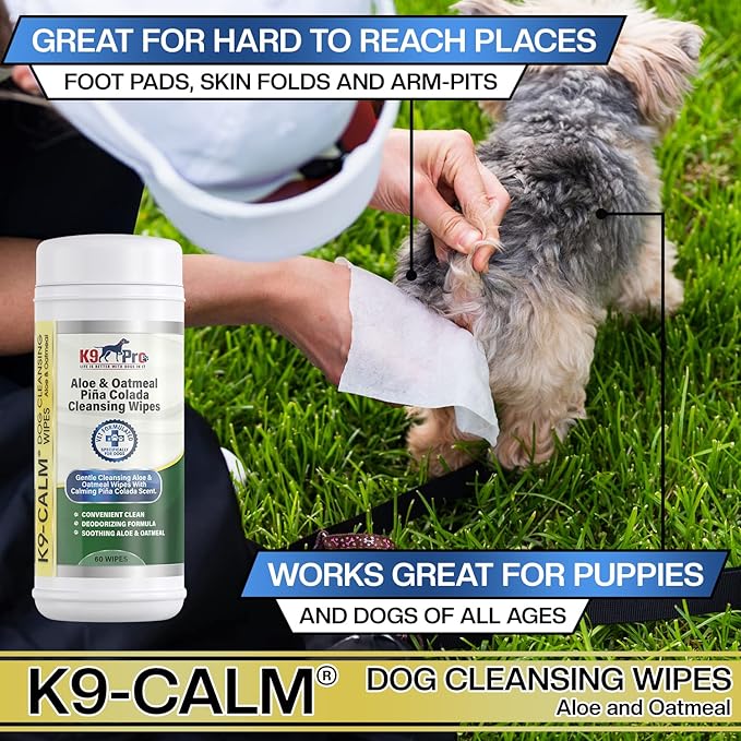 Dog Wipes for Paws and Butt Cleaning Deodorizing - All Natural Pet Wipes for Dogs, Premium Puppy Wipes for Dogs Feet and Dog Face Wipes, Dog Paw Wipes, Dog Bath Wipes for Dogs Feet (120 Count)