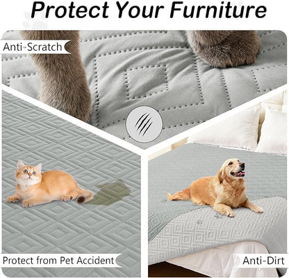 hyha Waterproof Dog Blanket, Soft Pet Bed Blankets, Waterproof Sofa Couch Cover for Dogs Washable, Reversible Pet Couch Covers for Sofa Furniture (30x90 Inch, Grey/Light Grey)